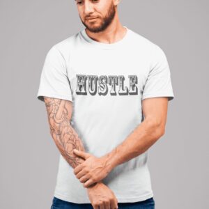 "Hustle" Unisex Half Sleeve, Typography Crew Neck T-Shirt