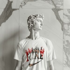 Anime Fire "NIKE" Typography Printed Crew Neck T-Shirt